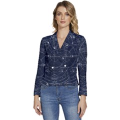 Vintage Astrology Poster Women s Long Sleeve Revers Collar Cropped Jacket by ConteMonfrey
