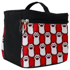 Red And White Cat Paws Make Up Travel Bag (big) by ConteMonfrey