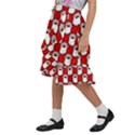 Red And White cat Paws Kids  Ruffle Flared Wrap Midi Skirt View2