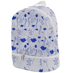 Blue Classy Tulips Zip Bottom Backpack by ConteMonfrey