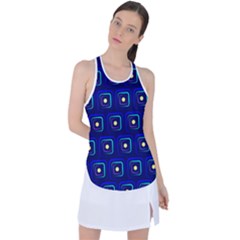 Blue Neon Squares - Modern Abstract Racer Back Mesh Tank Top by ConteMonfrey