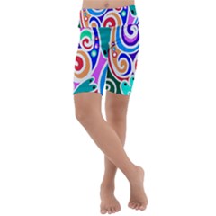 Crazy Pop Art - Doodle Circles   Kids  Lightweight Velour Cropped Yoga Leggings by ConteMonfrey