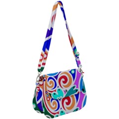 Crazy Pop Art - Doodle Circles   Saddle Handbag by ConteMonfrey