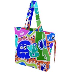 Crazy Pop Art - Doodle Buddies  Drawstring Tote Bag by ConteMonfrey