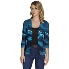 Technology Computer Background (1) Women s One-button 3/4 Sleeve Short Jacket by Simbadda