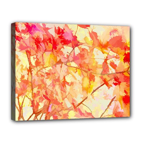 Monotype Art Pattern Leaves Colored Autumn Canvas 14  X 11  (stretched) by Amaryn4rt