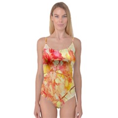 Monotype Art Pattern Leaves Colored Autumn Camisole Leotard  by Amaryn4rt