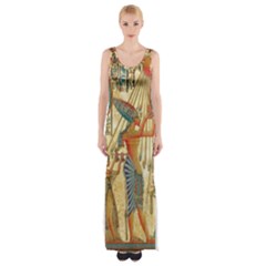 Egyptian Man Sun God Ra Amun Thigh Split Maxi Dress by Celenk