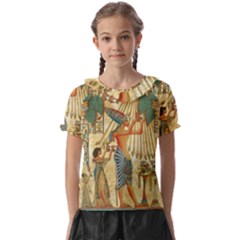 Egyptian Man Sun God Ra Amun Kids  Frill Chiffon Blouse by Celenk