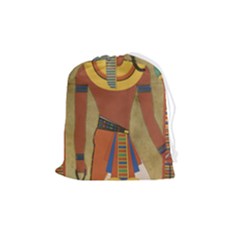 Egyptian Tutunkhamun Pharaoh Design Drawstring Pouch (medium) by Celenk