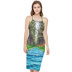 River Forest Landscape Nature Bodycon Cross Back Summer Dress by Celenk
