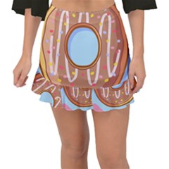 Dessert Food Donut Sweet Decor Chocolate Bread Fishtail Mini Chiffon Skirt by Uceng