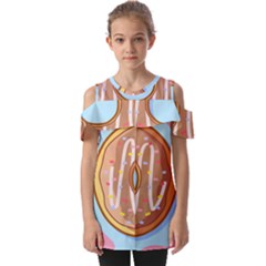 Dessert Food Donut Sweet Decor Chocolate Bread Fold Over Open Sleeve Top by Uceng