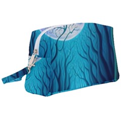 Blue Forrest Jungle,tree Trees Nature Landscape Wristlet Pouch Bag (large) by Uceng