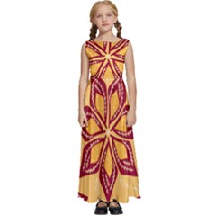 Flower Mandala Template Sketch Drawing Art Kids  Satin Sleeveless Maxi Dress by Uceng