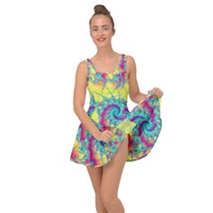 Fractal Spiral Abstract Background Vortex Yellow Inside Out Casual Dress by Uceng