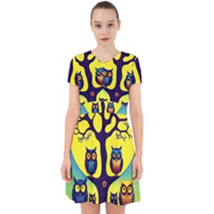 Owl Animal Cartoon Drawing Tree Nature Landscape Adorable In Chiffon Dress by Uceng