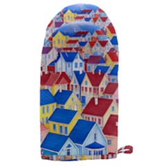 City Houses Cute Drawing Landscape Village Microwave Oven Glove by Uceng