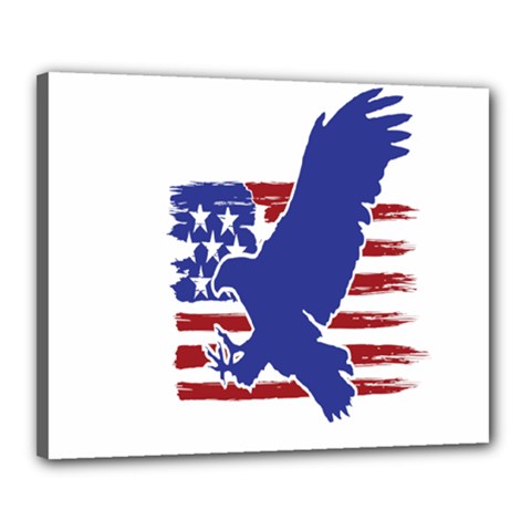 Usa Flag Eagle Symbol American Bald Eagle Country Canvas 20  X 16  (stretched) by Wegoenart