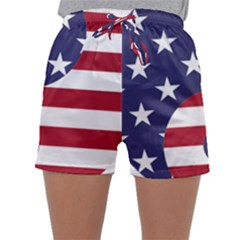 Yang Yin America Flag Abstract Art Asian Balance Sleepwear Shorts by Wegoenart