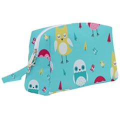 Owls Owl Bird Cute Animal Art Vector  Pattern Colorful Wristlet Pouch Bag (large) by Salman4z