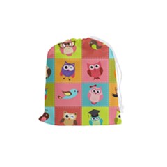 Owls Pattern Abstract Art Vector Cartoon Drawstring Pouch (medium) by Salman4z