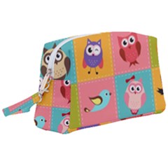 Owls Pattern Abstract Art Vector Cartoon Wristlet Pouch Bag (large) by Salman4z