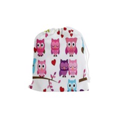 Owl Pattern Drawstring Pouch (medium) by Salman4z