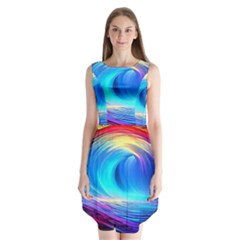 Art Fantasy Painting Colorful Pattern Design Sleeveless Chiffon Dress   by Ravend