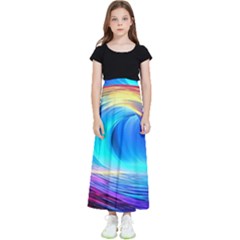 Art Fantasy Painting Colorful Pattern Design Kids  Flared Maxi Skirt by Ravend