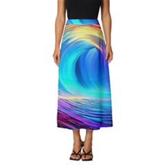 Art Fantasy Painting Colorful Pattern Design Classic Midi Chiffon Skirt by Ravend