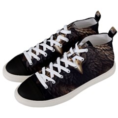 Eagle Ornate Pattern Feather Texture Men s Mid-top Canvas Sneakers by Ravend