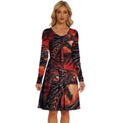 Dragon Long Sleeve Dress With Pocket by Salman4z