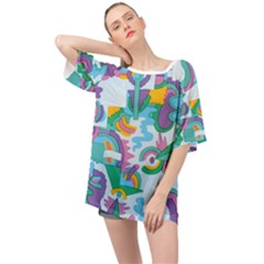 Pattern Hotdogtrap Oversized Chiffon Top by Salman4z