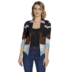 Astronaut Space Astronomy Universe Women s Draped Front 3/4 Sleeve Shawl Collar Jacket by Salman4z
