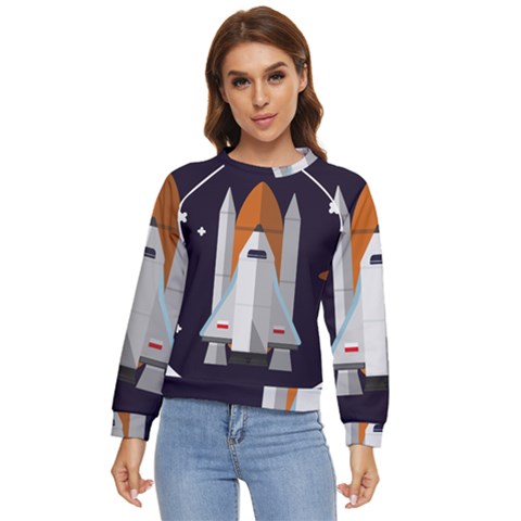 Rocket Space Universe Spaceship Women s Long Sleeve Raglan Tee by Salman4z