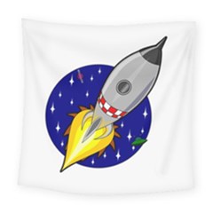 Rocket Ship Launch Vehicle Moon Square Tapestry (large) by Salman4z