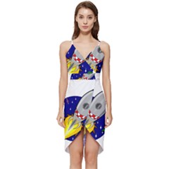 Rocket Ship Launch Vehicle Moon Wrap Frill Dress by Salman4z