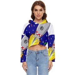 Rocket Ship Launch Vehicle Moon Women s Lightweight Cropped Hoodie by Salman4z