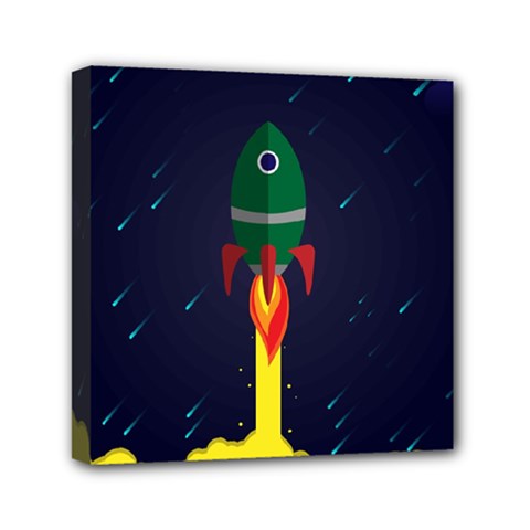 Rocket Halftone Astrology Astronaut Mini Canvas 6  X 6  (stretched) by Salman4z
