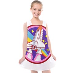 Badge Patch Pink Rainbow Rocket Kids  Cross Back Dress by Salman4z