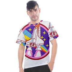 Badge Patch Pink Rainbow Rocket Men s Sport Top by Salman4z