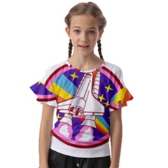 Badge Patch Pink Rainbow Rocket Kids  Cut Out Flutter Sleeves by Salman4z