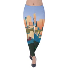 City Buildings Urban Dawn Velvet Leggings by Salman4z