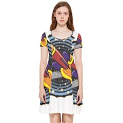 Rocket Space Clipart Illustrator Inside Out Cap Sleeve Dress by Salman4z