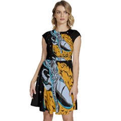 Astronaut Planet Space Science Cap Sleeve High Waist Dress by Salman4z