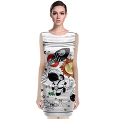 Astronaut Drawing Planet Sleeveless Velvet Midi Dress by Salman4z