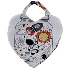 Astronaut Drawing Planet Giant Heart Shaped Tote by Salman4z