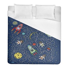 Cat Cosmos Cosmonaut Rocket Duvet Cover (full/ Double Size) by Salman4z