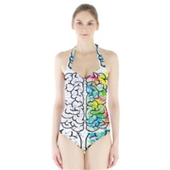 Brain Mind Psychology Idea Drawing Halter Swimsuit by Salman4z